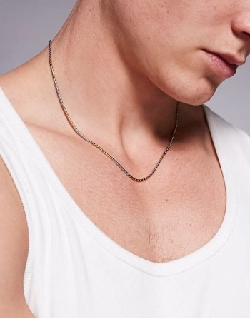 waterproof stainless steel mixed metal chain necklace in multi