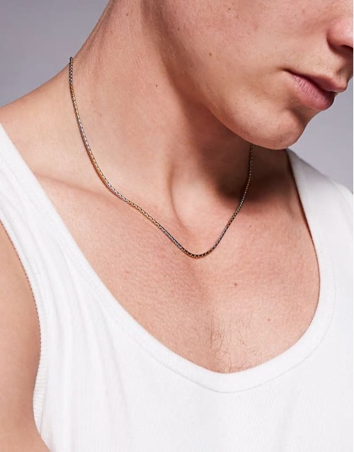 waterproof stainless steel mixed metal chain necklace in multi