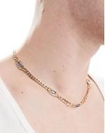 chain necklace with jewel pendants in gold tone