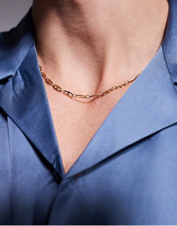 waterproof stainless steel marina chain necklace in gold tone