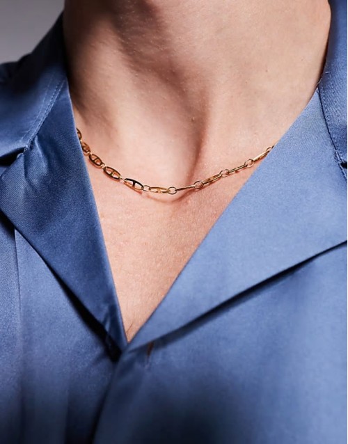 waterproof stainless steel marina chain necklace in gold tone