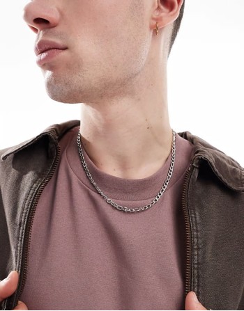 chunky figaro chain necklace in stainless steel