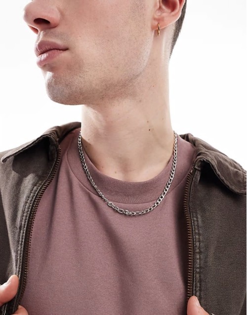 chunky figaro chain necklace in stainless steel