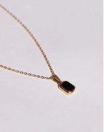 waterproof stainless steel square pendant necklace in gold