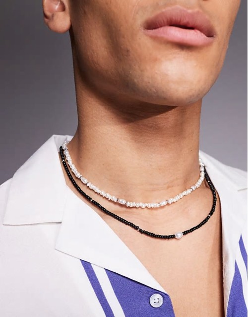 festival freshwater pearl beaded necklace in black