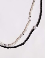festival freshwater pearl beaded necklace in black