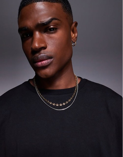 waterproof stainless steel 2 pack chain necklaces in multi