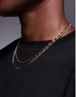 waterproof stainless steel 2 pack chain necklaces in multi