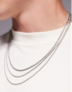 3 pack waterproof stainless steel chain necklaces in silver tone