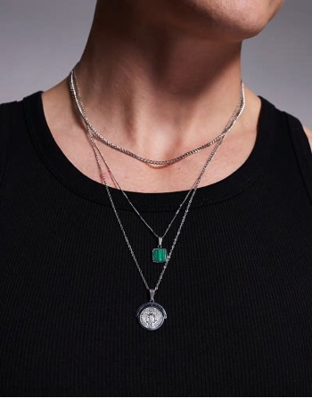 festival waterproof stainless steel 3 pack moving pendant necklace in silver