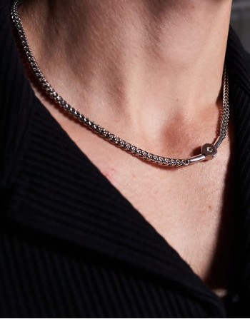 festival waterproof stainless steel link chain necklace in silver