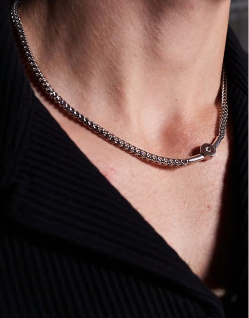 festival waterproof stainless steel link chain necklace in silver