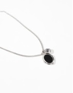 crystal and black stone multi pendant necklace in silver