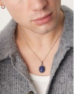 festival stainless steel necklace with semi-precious s pendant in silver