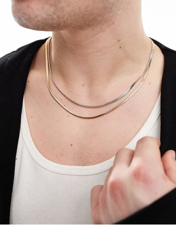 snake chain 2 pack necklace in multi