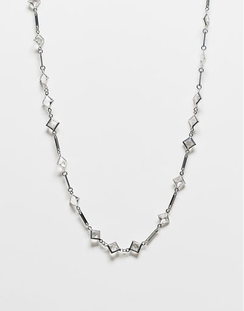 unisex necklace with stones in silver