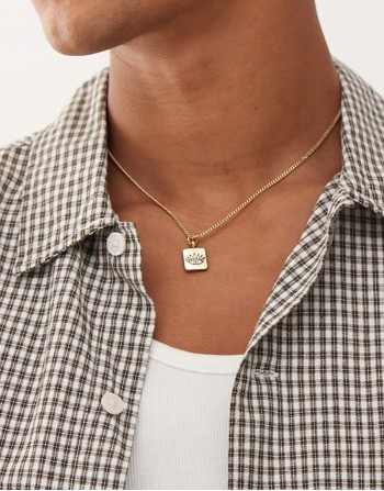 all seeing eye square pendant chain necklace in gold