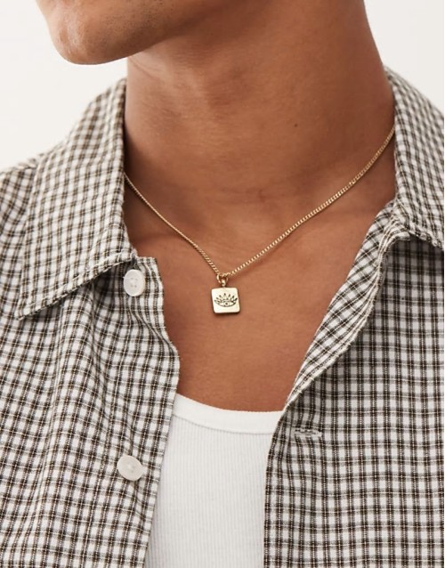 all seeing eye square pendant chain necklace in gold