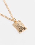 unisex pendant necklace with checkerboard design in gold