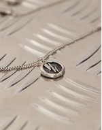 lightning bolt coin pendant chain necklace in silver