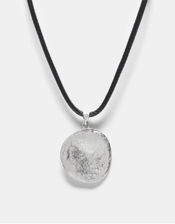 unisex silver molten pendant on cord