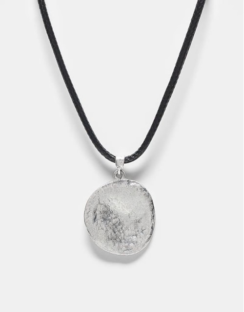 unisex silver molten pendant on cord