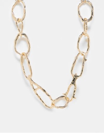 unisex hammered metal necklace in gold