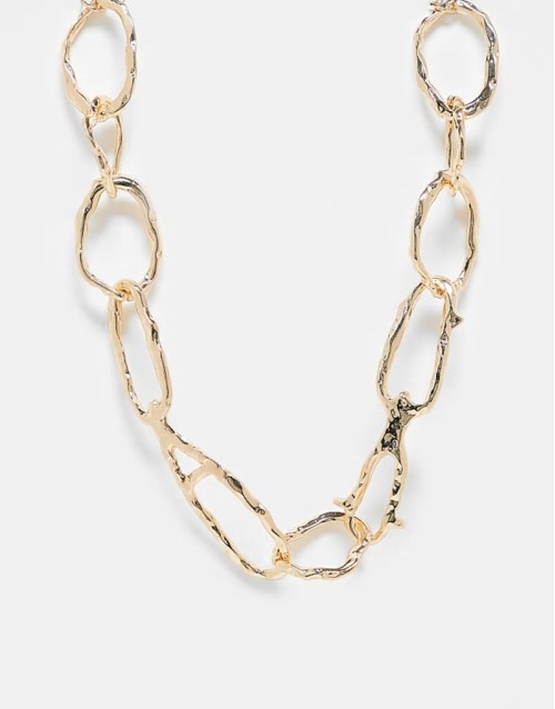 unisex hammered metal necklace in gold