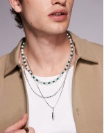 festival pearl and feather 3 pack pendant necklace in multi