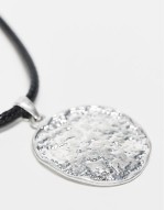 unisex silver molten pendant on cord
