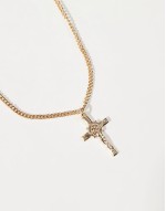 cross pendant with design in gold tone