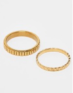 waterproof stainless steel 2 pack slim engraved ring set in gold