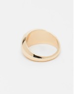 signet ring with blue lapis stone in gold tone