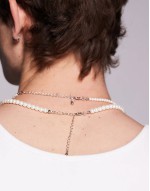 festival 4mm and 6mm double row faux pearl necklace