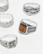 5 pack Classic claw and compass ring set in burnished silver