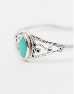 teardrop ring with turquoise stone in sterling silver