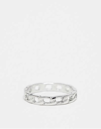 chain link band ring in silver tone