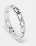 chain link band ring in silver tone