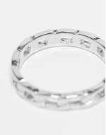 chain link band ring in silver tone
