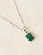 festival semi-precious malachite pendant necklace in silver