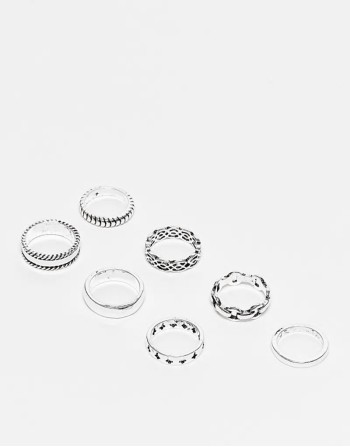 7 pack band ring set in burnished silver tone