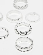 7 pack band ring set in burnished silver tone