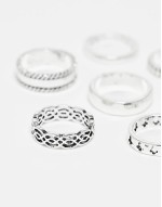 7 pack band ring set in burnished silver tone
