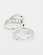 2 pack chain link band ring set in silver