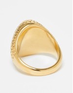 festival waterproof stainless steel signet ring with cross detail in gold tone