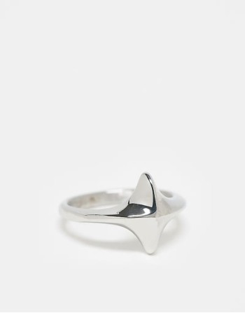 waterproof stainless steel star ring in silver tone