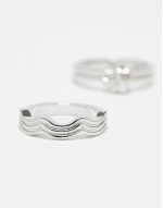2 pack rope band rings in silver tone