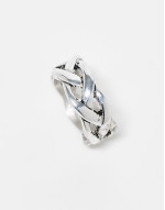 plaited rope ring in burnished silver
