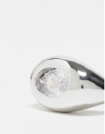 festival molten crystal signet ring in silver