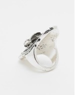 oversized unisex ring with rose in silver